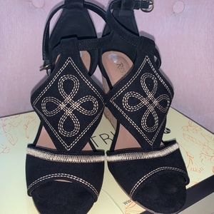 RESTRICTED Sweet Pie Embroidered Wedge Cork Sandal